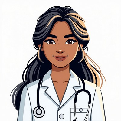 Smiling Asian female doctor illustration