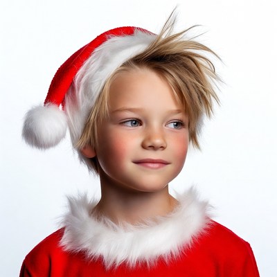 Boy in Santa hat and suit