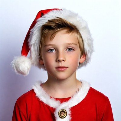 Boy wearing Santa Claus costume