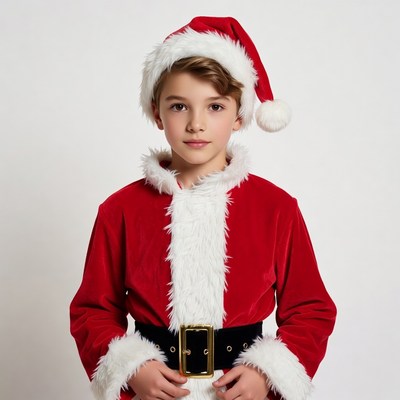 Boy wearing Santa Claus costume