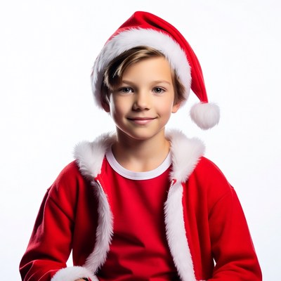 Boy in Santa Claus costume