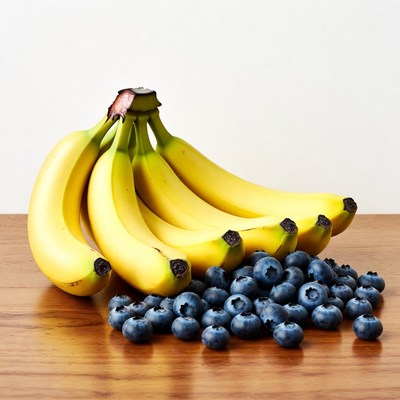 Bunch of Bananas with Blueberries