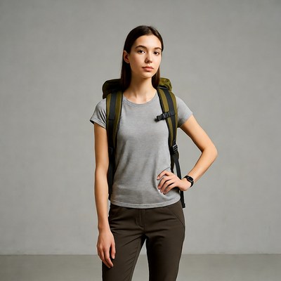 Teen girl with green backpack