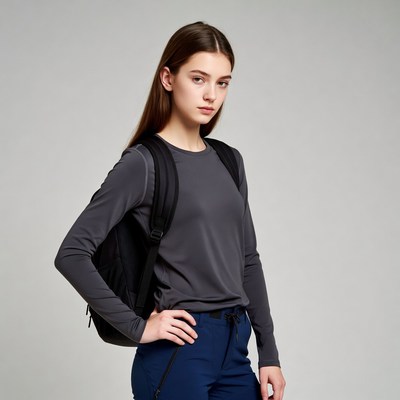 Young woman with backpack