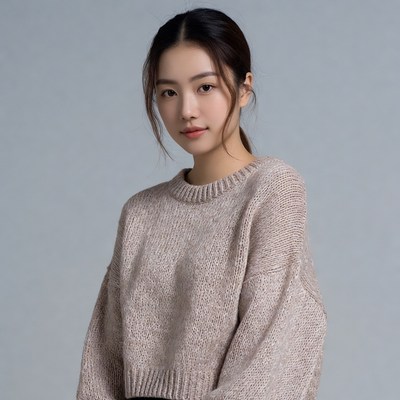 Asian woman in beige sweater