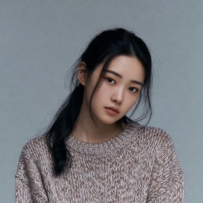 Asian woman in beige sweater