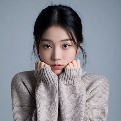 Asian woman hands on cheeks