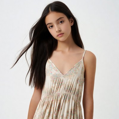 Asian girl in floral dress