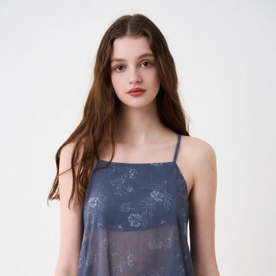 Young woman in floral slip dress