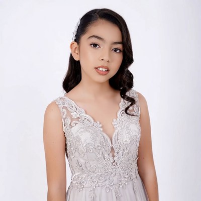 Young Asian girl in lace gown