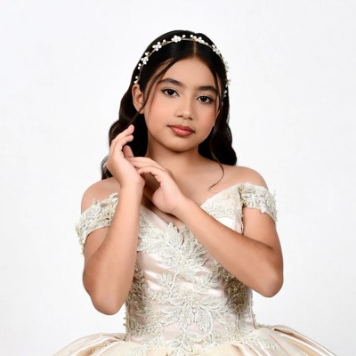 Filipino girl in lace off-shoulder gown