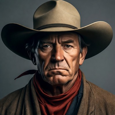 Cowboy man wearing hat and bandana