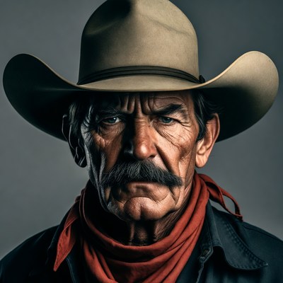Cowboy man with mustache and hat
