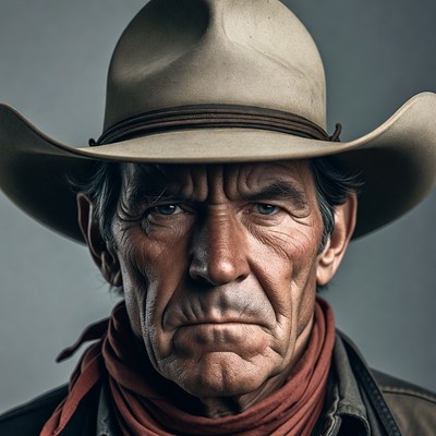 Cowboy man wearing hat and bandana