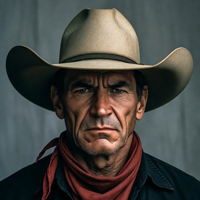 Cowboy man with intense stare