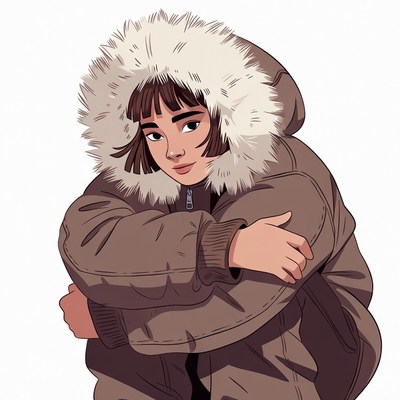 Girl in fur-lined parka jacket