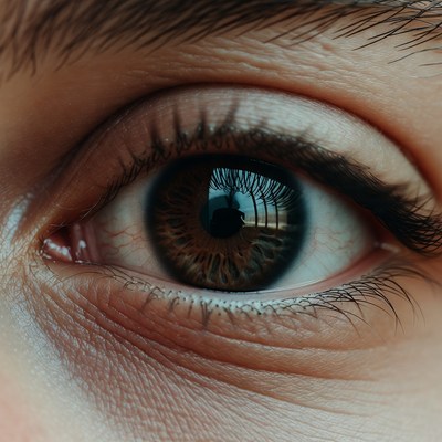 Close-up brown eye with eyelashes