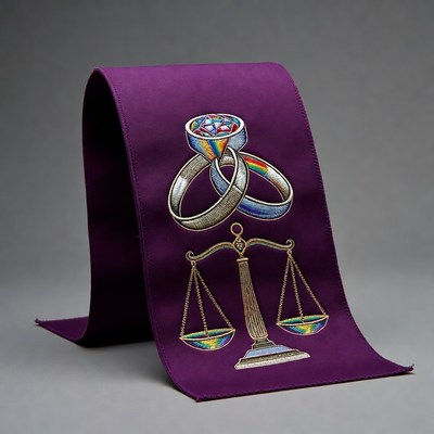 Purple Stole with Rainbow Rings and Scales
