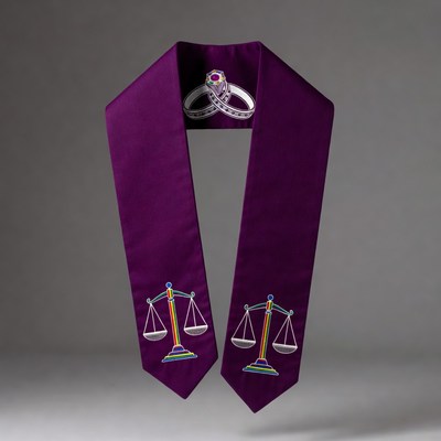Purple Stole with Scales and Wedding Rings