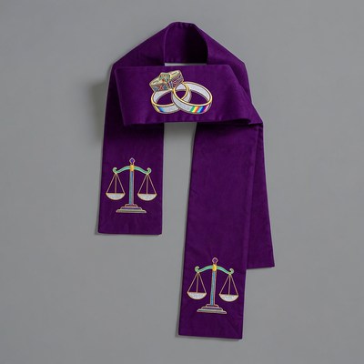 Purple Stole with Wedding Rings and Scales