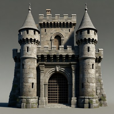 Medieval Stone Castle with Towers