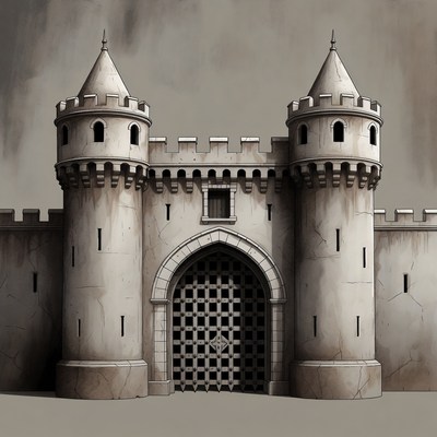 Medieval Castle Gate Illustration