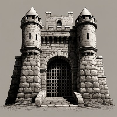 Medieval Stone Castle with Drawbridge