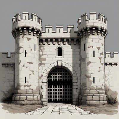 Medieval Castle Gate Illustration