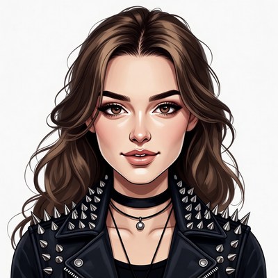 Woman in spiked leather jacket