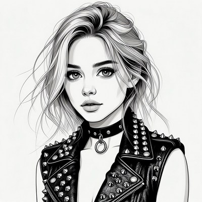 Blonde woman in spiked leather vest