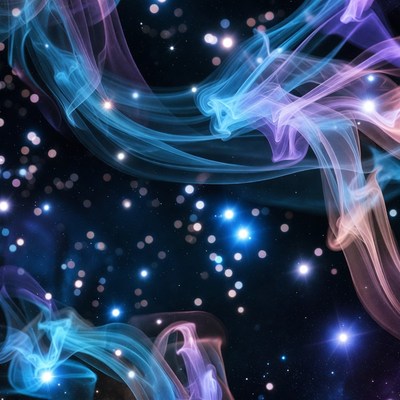 Colorful Swirling Smoke with Stars