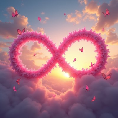 Pink Infinity Symbol with Butterflies