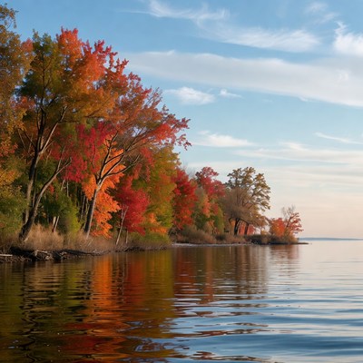Autumn Trees Reflecting in Lake