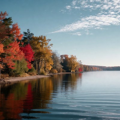 Autumn Trees Reflecting in Lake