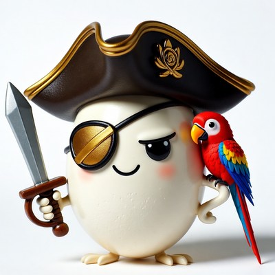 Pirate Egg with Parrot and Sword