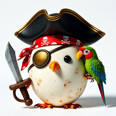 Pirate Chick with Parrot and Sword