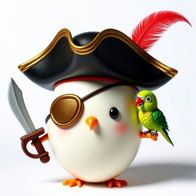 Pirate Egg Chick with Parrot