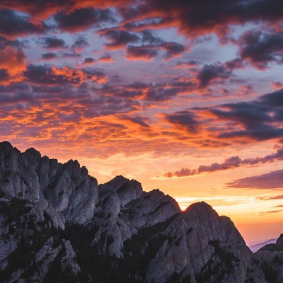 Sunset over Jagged Mountains