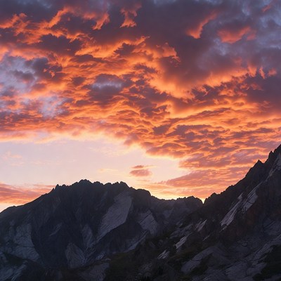 Sunset over Snowy Mountains