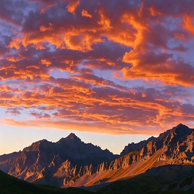 Sunset over Mountain Peaks