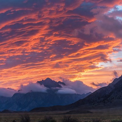Sunset over Sierra Nevada Mountains