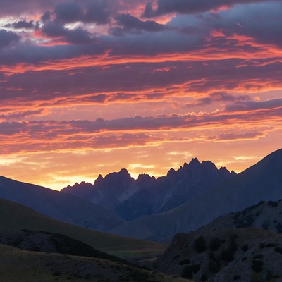 Sunset over Jagged Mountains