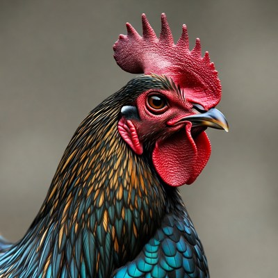 Colorful Rooster Portrait