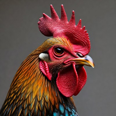 Closeup of colorful rooster head