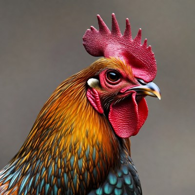Colorful Rooster Portrait