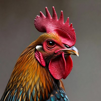 Colorful Rooster with Red Comb