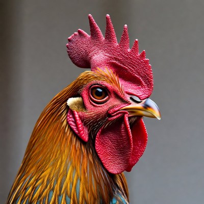 Closeup of colorful rooster head