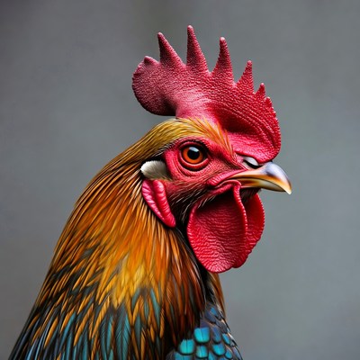 Colorful Rooster Portrait