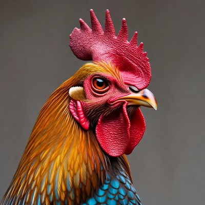 Colorful Rooster with Red Comb