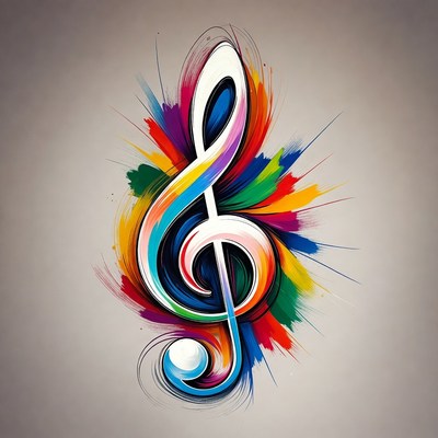 Colorful Abstract Treble Clef Illustration